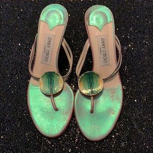 Jimmy Choo iridescent green & pink heels
